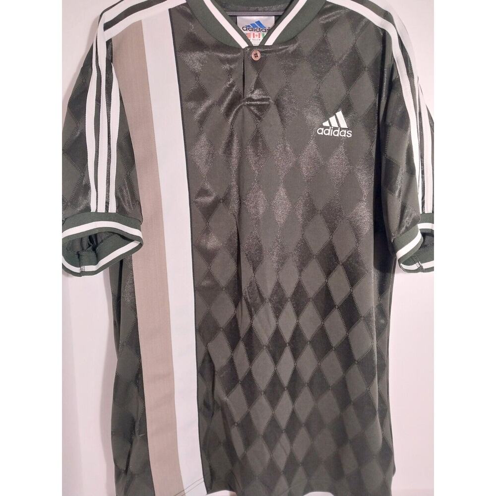 ADIDAS Kelly Green Soccer/ Futbol Jersey Sz M Glossy Performance Diamond Pattern